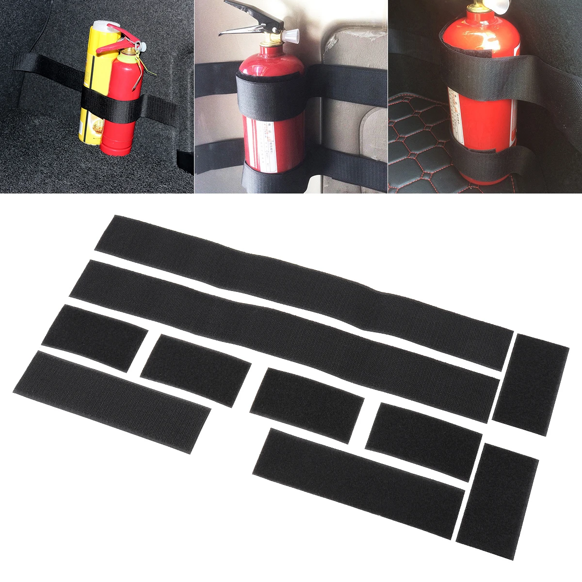 10-40pcs Universal Car Fire Extinguisher Sticker Nylon Tape Belt Net Bandage Car Trunk Storage Belt Magic Tape Strap