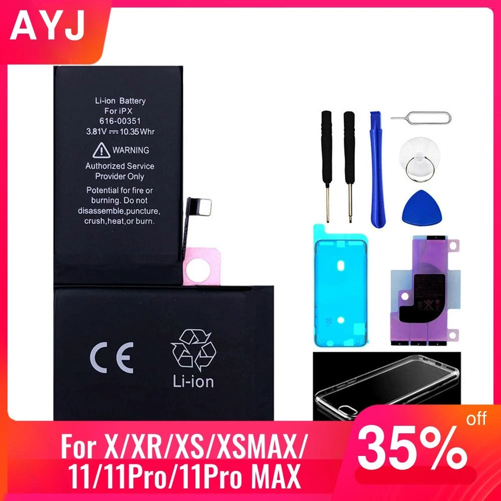 New AYJ AAA Quality Phone Battery for iphone X XR XS 11 Pro Max 5 5S SE 2020 6 6S 7 8 Plus High Capacity Zero Cycel Repair Tools