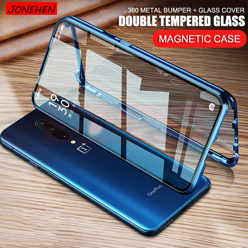 360 Full Protective Magnetic Metal Bumper Double Tempered Glass Case For Oneplus 7 7T 8 Pro 8T 6T 6 One Plus 7 Pro 8 Nord Cover