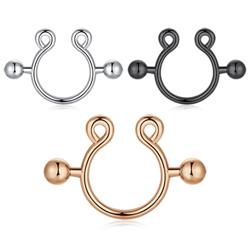 2pc 14G Fake Nipplerings Piercings Clip On Nipple Rings Stainless Steel Faux Nipple Jewelry