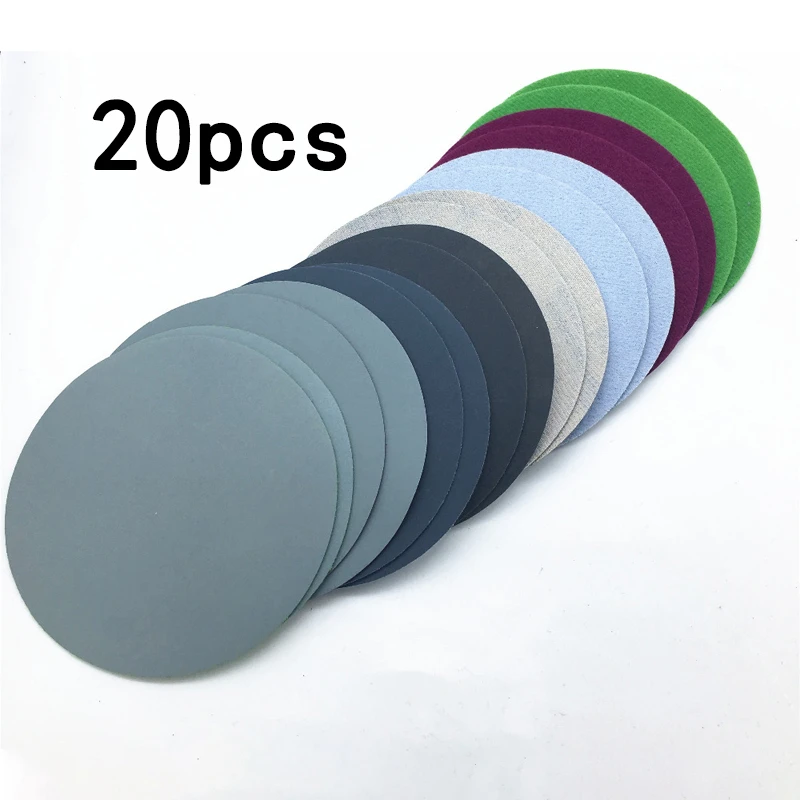 20pcs 75mm 3Inch 800/1500/2000/3000 Grits Round Sandpaper Discs Wet Dry Sanding Discs Hook Loop Sand Sheets Sander Pads Tools