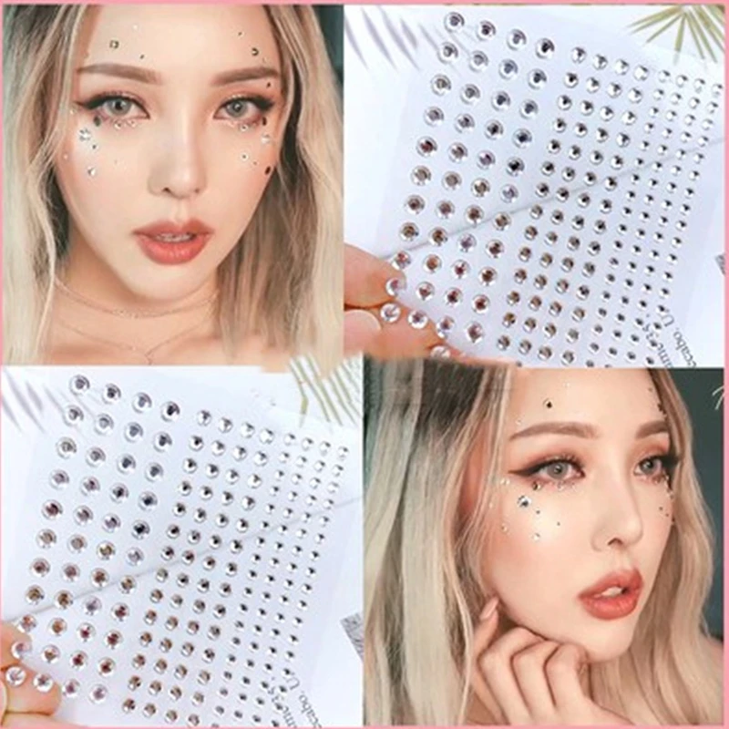 7 Colors Party Festival Decoration Face Body Colored Diamonds Jewels Stickers 437 Pcs/sheet Self Adhesive Eye Shadow Diamond