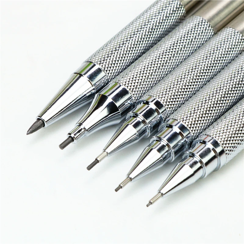 5PCS/Set Professional metal Mechanical Pencil Art drawing design HB 2B Black Pen Copper and stainless steel materials