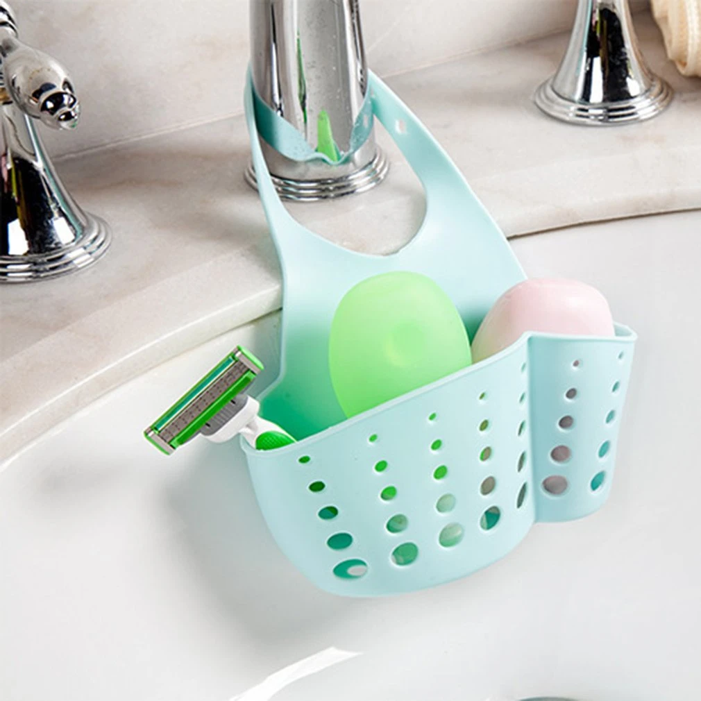 Kitchen Sink Drain Basket Adjustable Snap Button Type Hanging Drain Basket Dish Cloth Sponge Holder Storage Basket