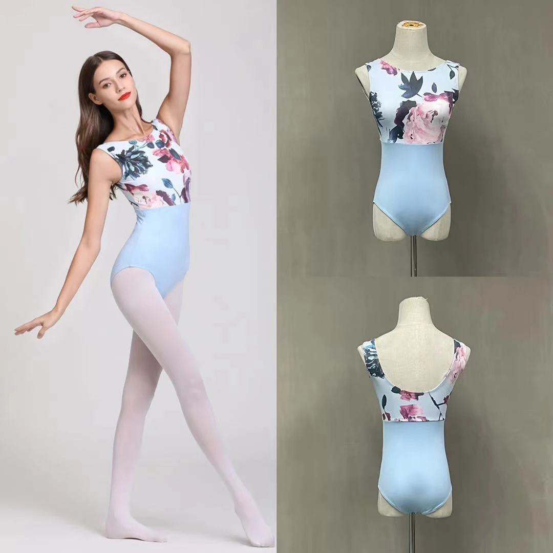 Pink Printing Ballet Dance Leotards Women 2021 New Arrival Summer Gymnastics Dancing Costume Adult High Quality Ballet Leotard