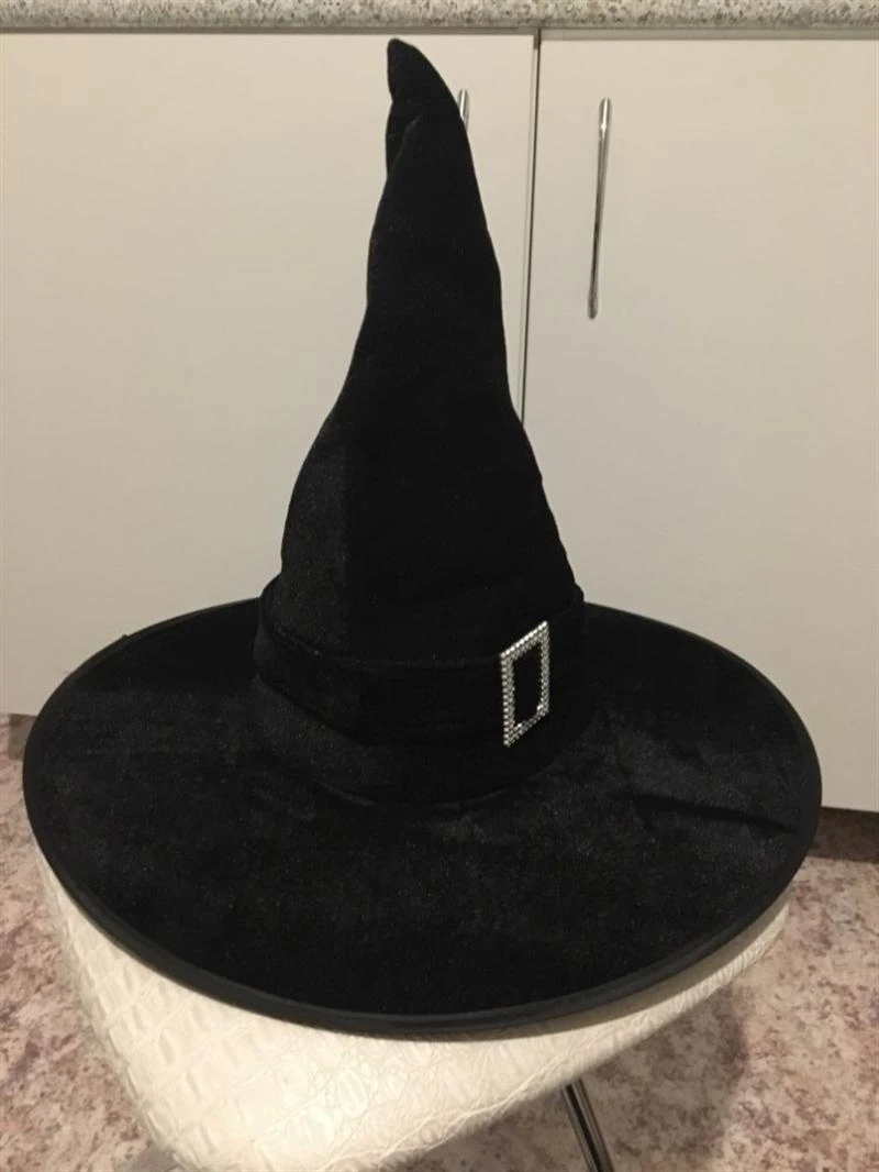 Party Hat Velour Witch Sorceress Hat Hallowen Fancy Dress Party Costume Accessory black belt Fashion pointed hat gift