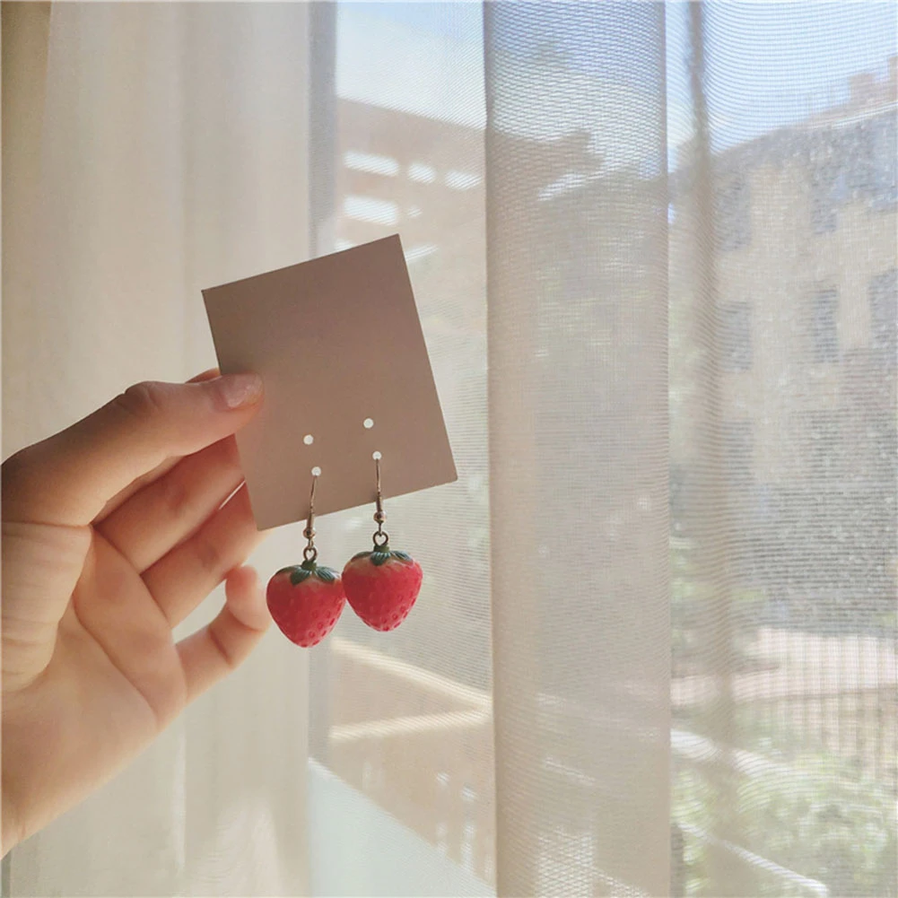 New Fruit Strawberry Earring Female Lovely Girl Simulation Red Strawberry Dangle Earring For Women Fine Jewelry Accessories DIY