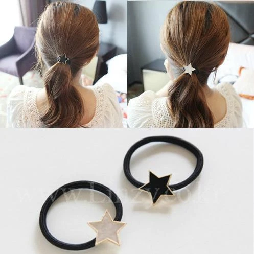 Fashion Metal Star Hair Rope Women Elastic Hair Band Girls Headwear Scrunchy Headbands Trendy Alloy Stars Hair Accessories