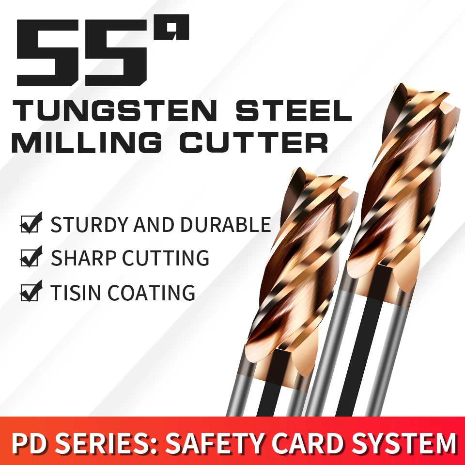 AUGT HRC55 Carbide End Mill 4Flutes Copper Milling Cutter Alloy Coating Tungsten Steel Cutting Tool For CNC Maching Endmills