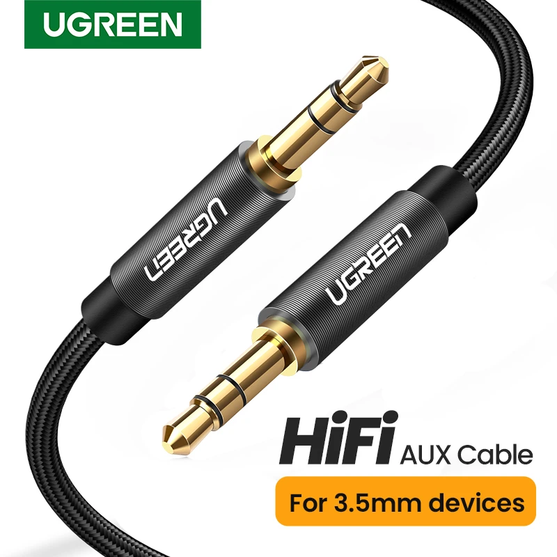 UGREEN 3.5mm Audio Cable Stereo Auxiliary AUX Cord Gold-Plated Male to Male Braided Cable for Car Home Stereos Headphone Speaker