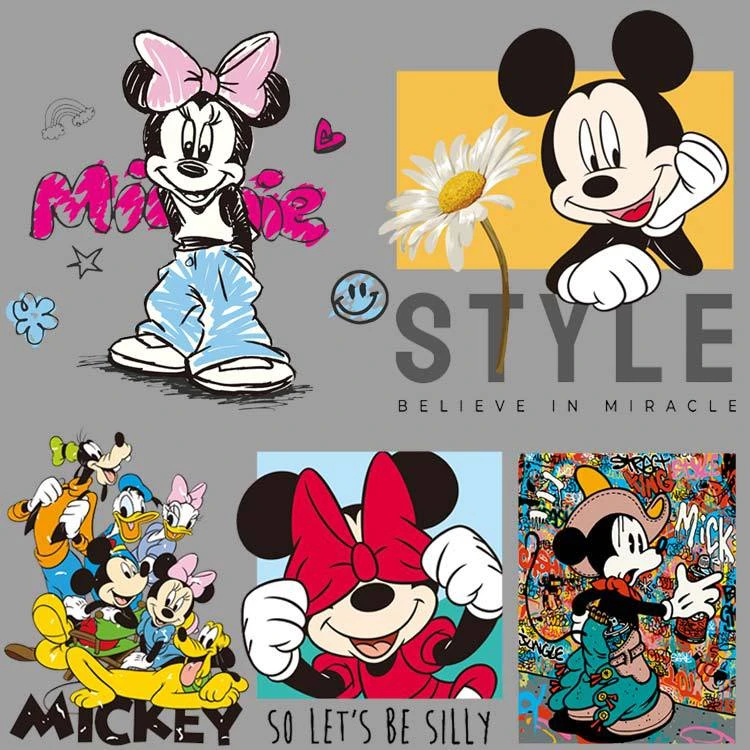 Mickey Mouse Patches for Clothing Heat Transfer Stickers for T-Shirt Iron on Patches for Clothes for Boys Girls Kawaii Custom