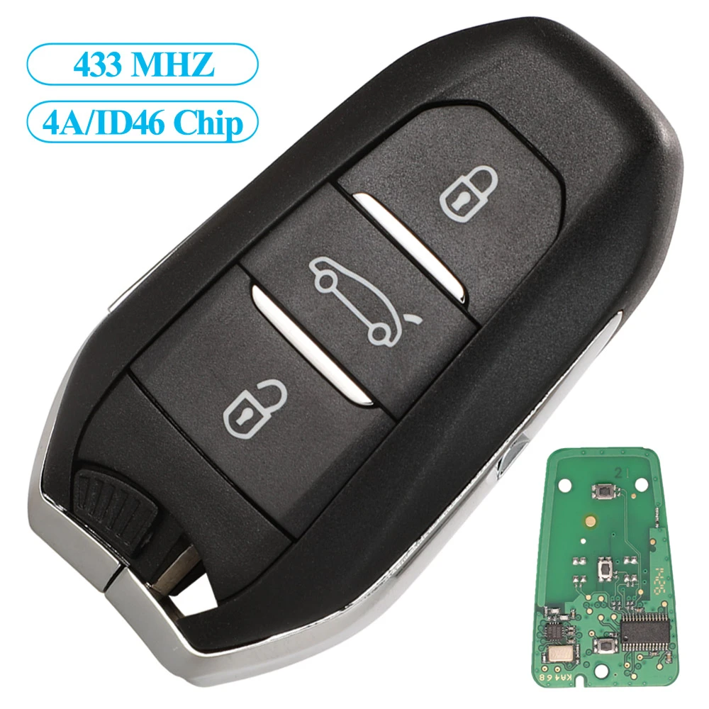 jingyuqin Smart Keyless-Go Remote Car Key HU83 VA2 433MHZ 4A ID46 PCF7945 For Peugeot 208 308 508 3008 Citroen C4 DS4 DS5 HITAG2