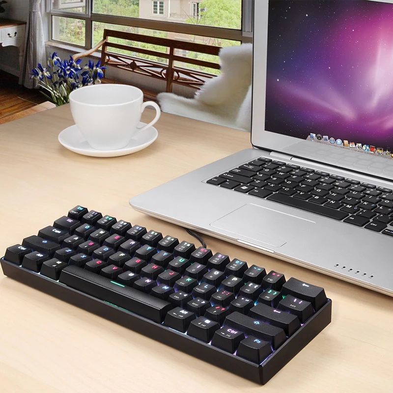 Mini Motospeed CK61 RGB Gaming Mechanical Keyboard 61 Keys USB Wired LED Backlight Portable 60% Keyboards For PC Computer Gamer