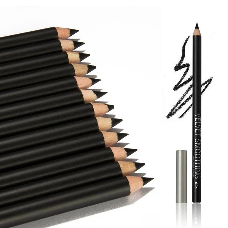 12pcs/lot Eyeliner Black Waterproof Long-lasting Portable Eye Liner Pencil Smooth Easy Makeup Pen High Quality