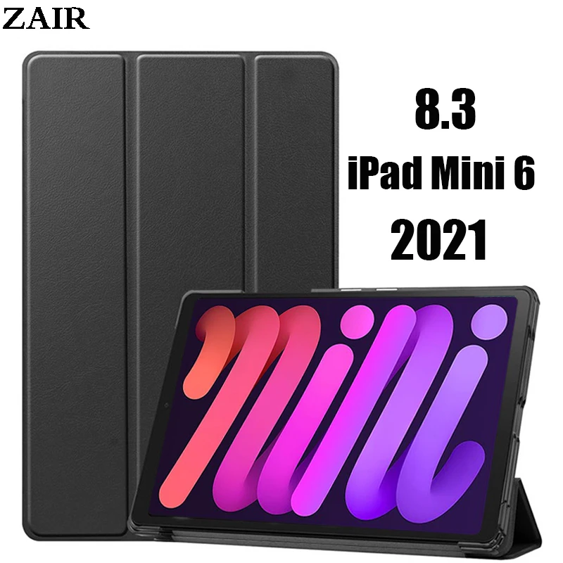 Case For New iPad Mini 6 Case PU Leather Tablet Cover For iPad Mini 6th Generation 8.3 inch 2021 Hard PC Transparent Back Case