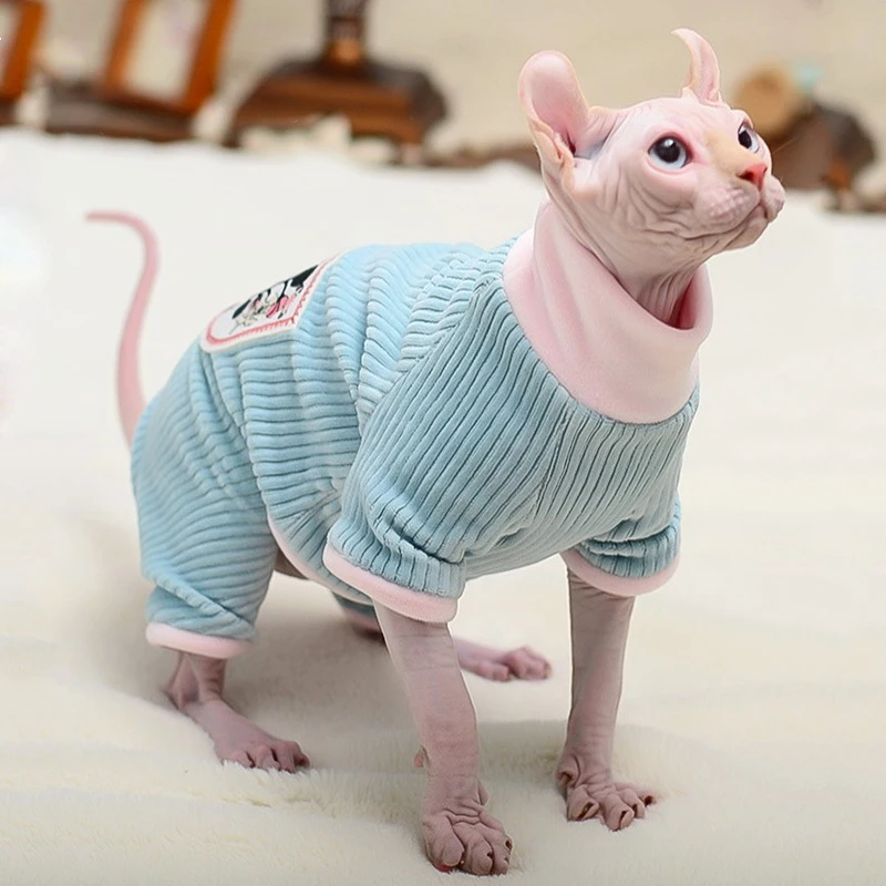 Cat Clothes Winter Warm Soft Cats Cotton Hoodies Jumper Sphynx Cat Costumes Pullover Sphinx Kitten Clothes Cat Supplies For Cats