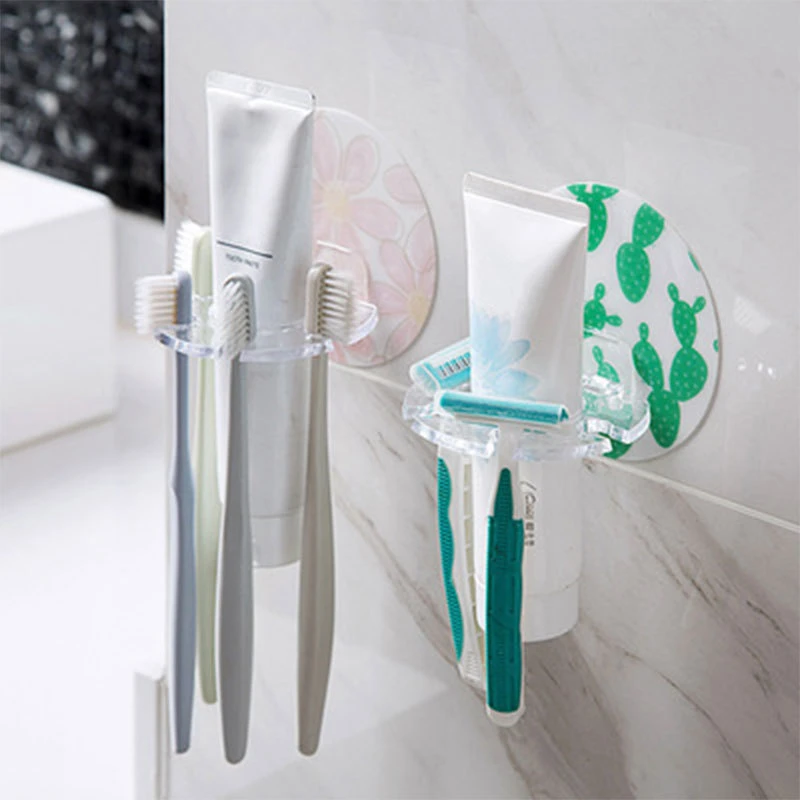 1PC Plastic Toothbrush Holder Toothpaste Storage Rack Shaver Tooth Brush Dispenser Bathroom Organizer Accessories Bathroom Tools