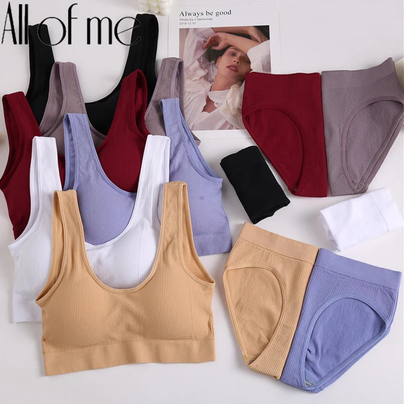 Women Tops Set Wireless Bras + Panties Sexy Lingerie Female Underwear Camis Push Up Brassiere for Woman Tank Crops Suit Lingerie