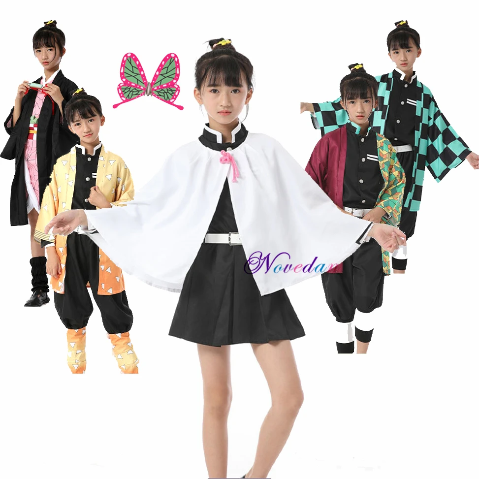 Girls Tsuyuri Kanawo Cosplay Anime Demon Slayer Kimetsu no Yaiba Tanjirou Kamado Nezuko Cosplay Kisatsutai Uniform Costume Kids