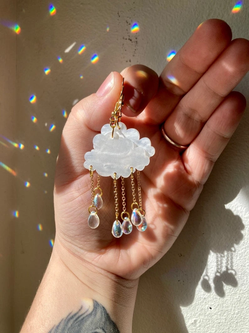 Handmade Acrylic Rain cloud Earrings