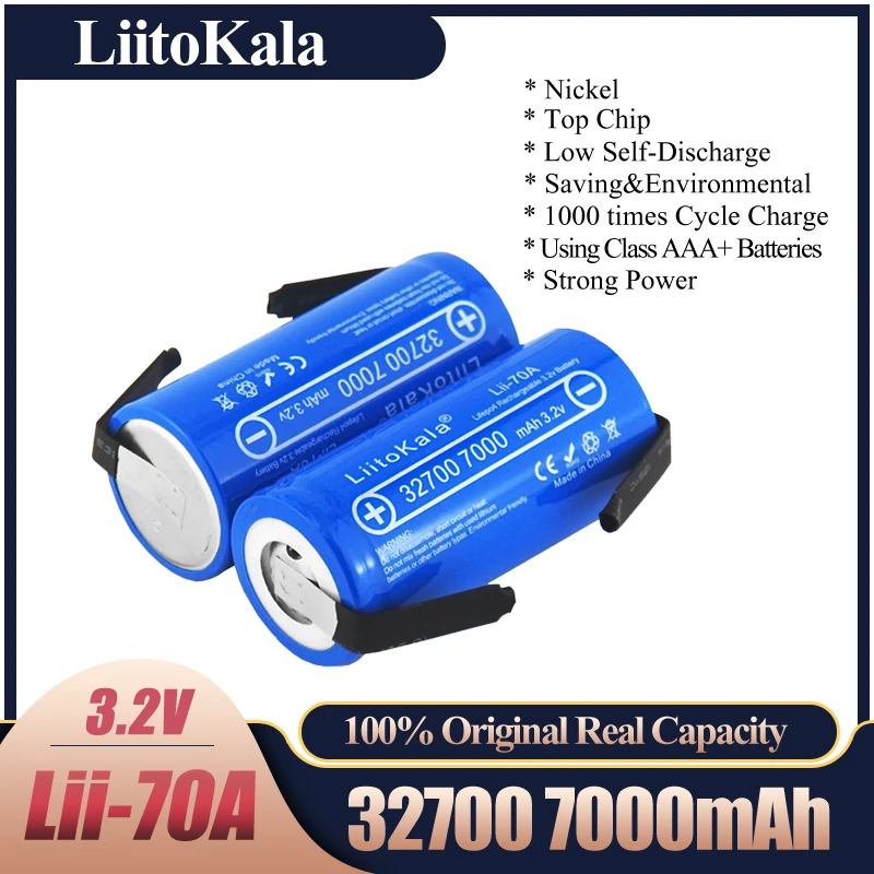 2020 LiitoKala Lii-70A 32700 lifepo4 3.2v 7000mah 33A 55A weld strip for screwdriver battery electric bike powered+Nickel sheets
