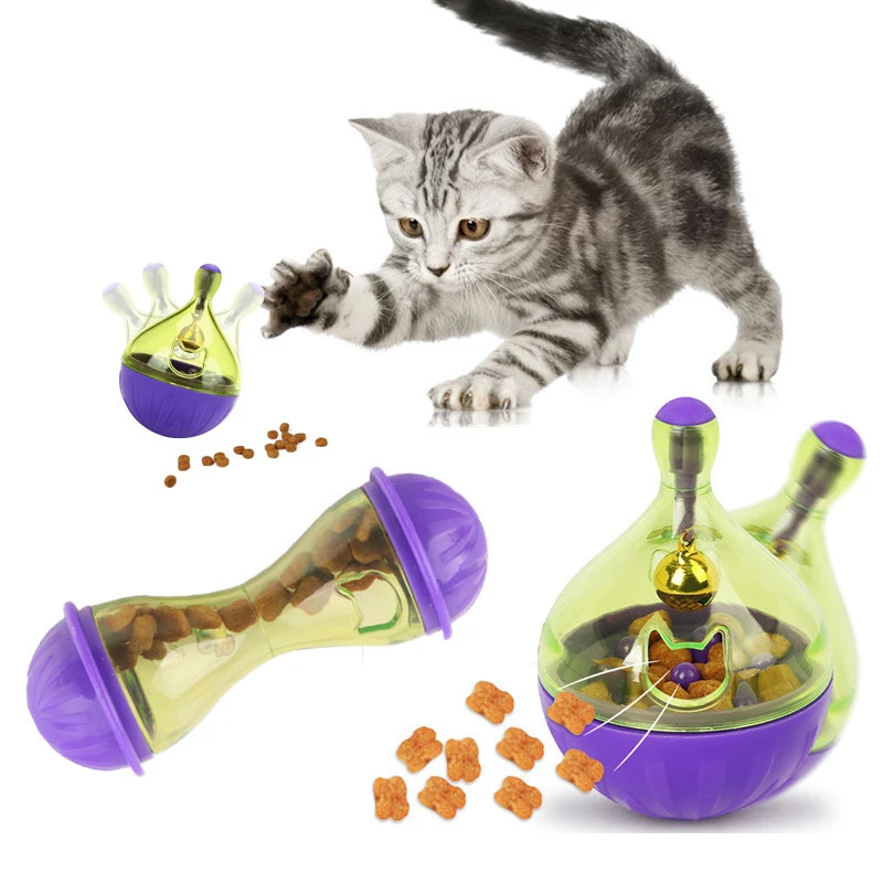 Interactive Cat Food Feeders Ball Pet Toys Tumbler Toy Smarter Cat Dogs Playing Toys Treat Ball Shaking for Dogs Increases