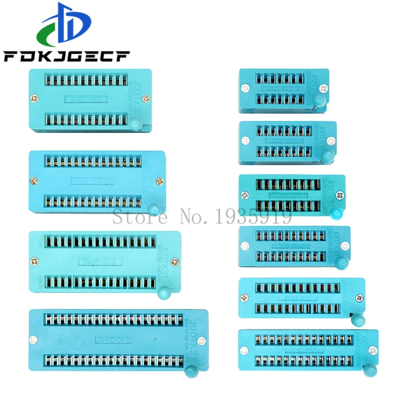 1pcs/lot 14 16 18 20 24 28 32 40 P Pin 2.54 MM Green DIP Universal ZIF IC Socket Test Solder Type IC lock seat zif socket