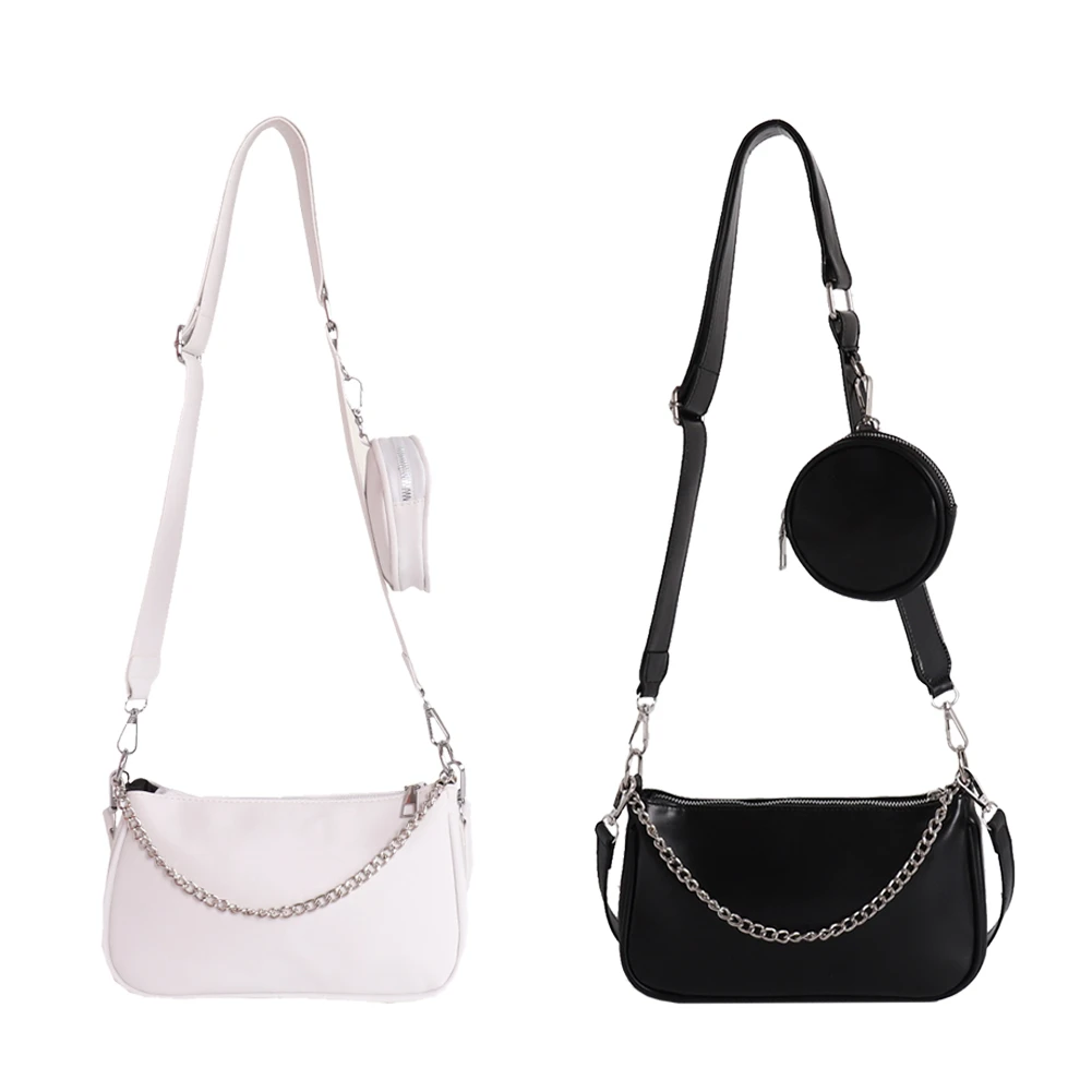 Women Soft PU Leather Shoulder Bag Fashion Female Daily Solid Chain Underarm Bags Ladies Crossbody Bag Tote Bag Composite Set