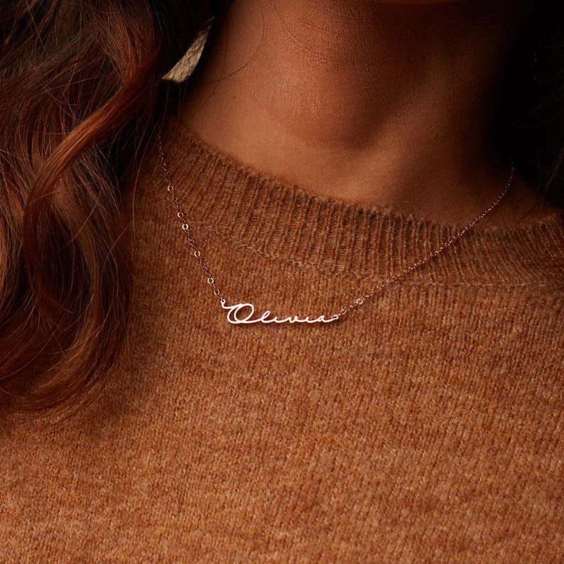 Women's Fashion Personalized Custom Name Necklace Stainless Steel Rose Gold Nameplate Pendants Best Friend Gifts Collier Femme