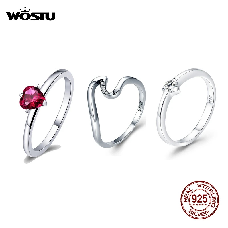 WOSTU Multi-Style Women Ring 100% 925 Sterling Silver Delicate Wedding Rings Crown Heart Bee Original Ring Engagement Jewelry