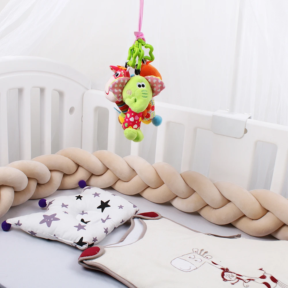 1M/2M/3M/4M Length Newborn Baby Bed Bumper Pure Weaving Plush Knot Crib Bumper Kids Bed Baby Cot Protector Baby Room Decor