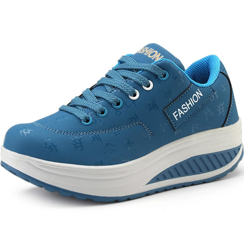 2020 Woman Sport Shoes Trainer Platform Sneakers For Women Leather Sports Shoes Lady Blue Women's Running Shoes