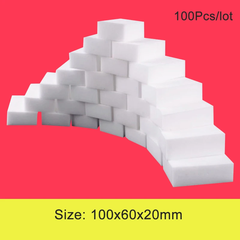 100 Pcs/lot Melamine Sponge Magic Sponge Eraser Melamine Sponges Cleanser Cleaning Sponge Bathroom Kitchen Accessories