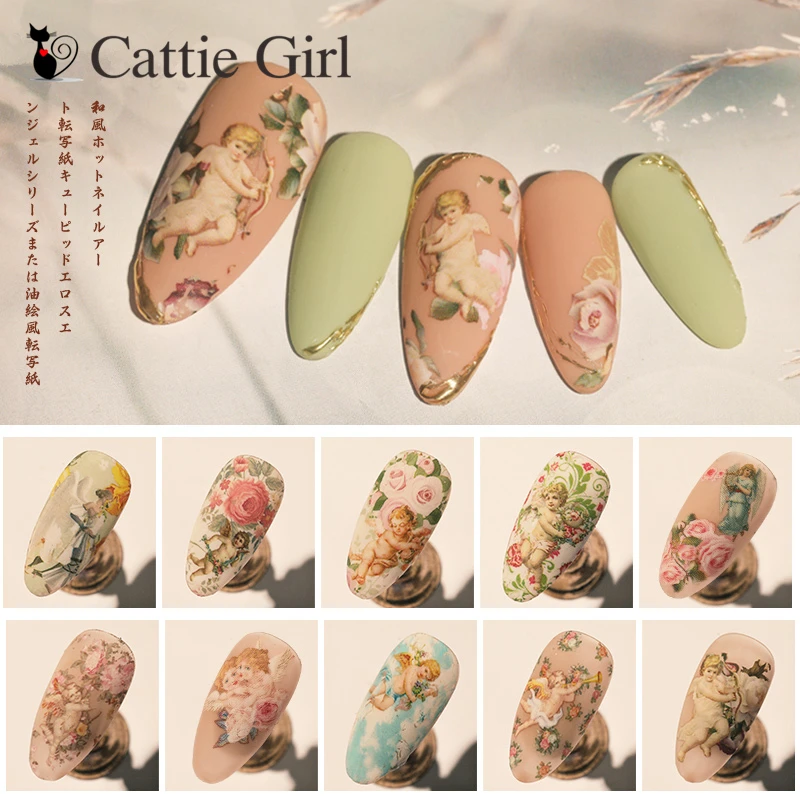 10pcses/set  Nails Foil Stickers Cupid Love Design  Manicure Angel Lover Nail Art Transfer Paper Nails Art Decals