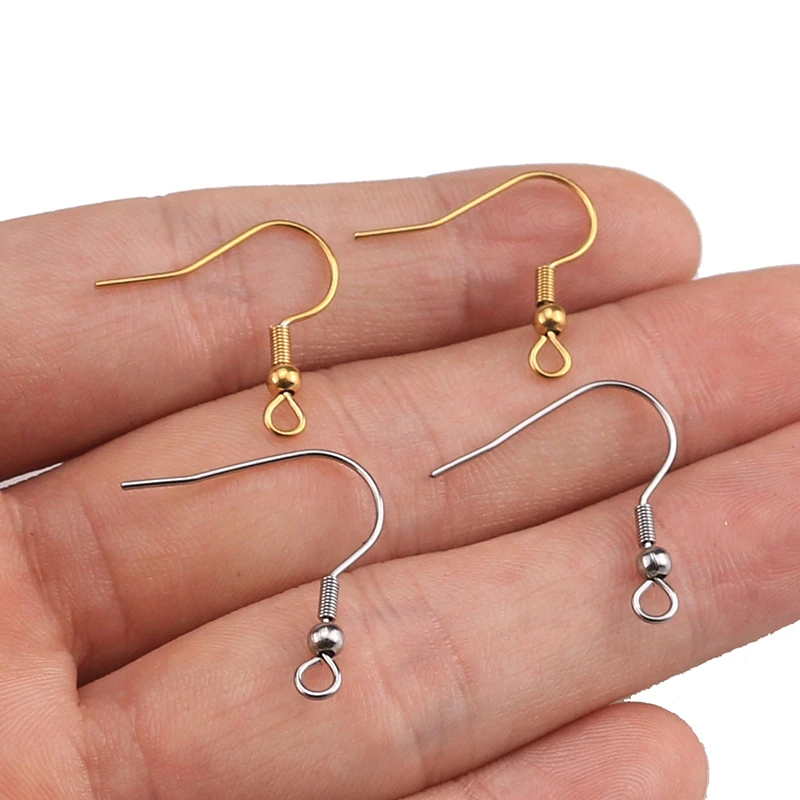 50pcs/lot Gold Steel Tone Anti-allergenic Stainless Steel Surgical Steel Earring Hooks for Earring Making Accessories Hand Made