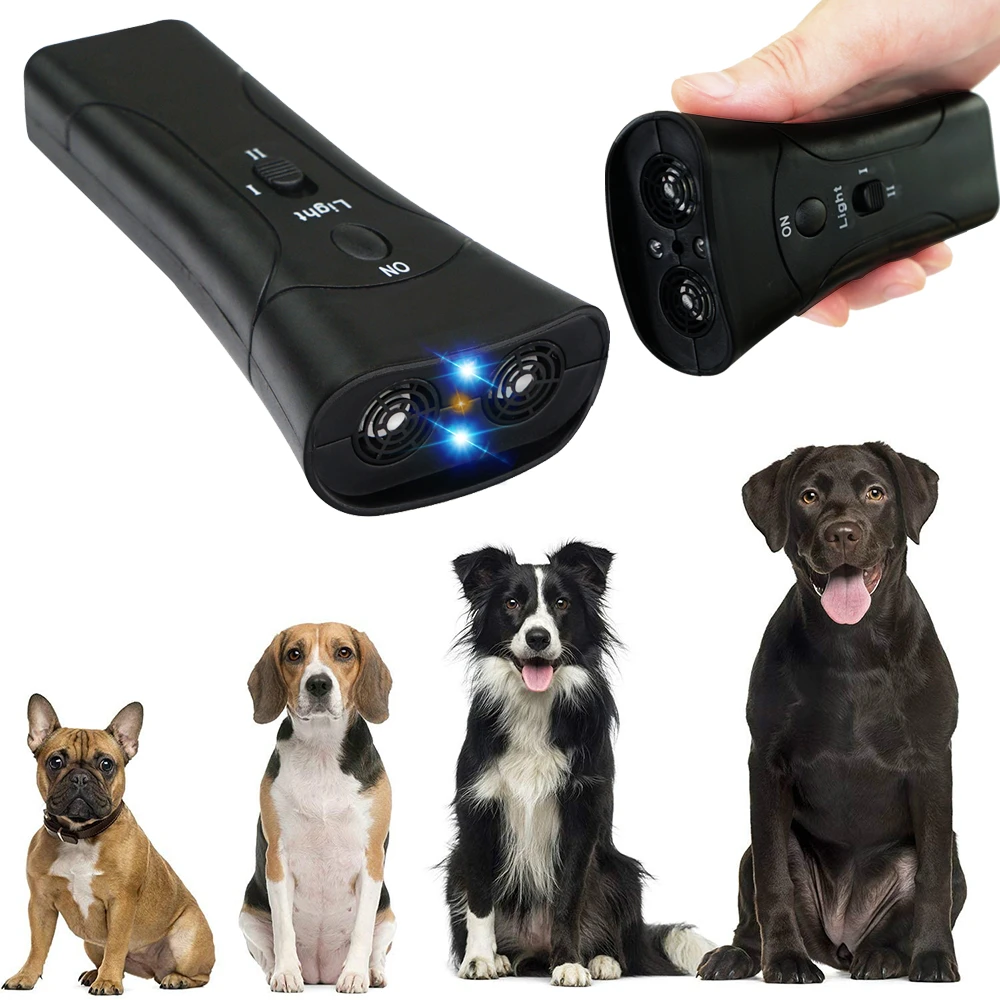 3 in 1 Pet Dog Repeller Anti Barking Stop Bark Training Device Trainer LED Ultrasonic Anti Barking Ultrasonic Without Battery