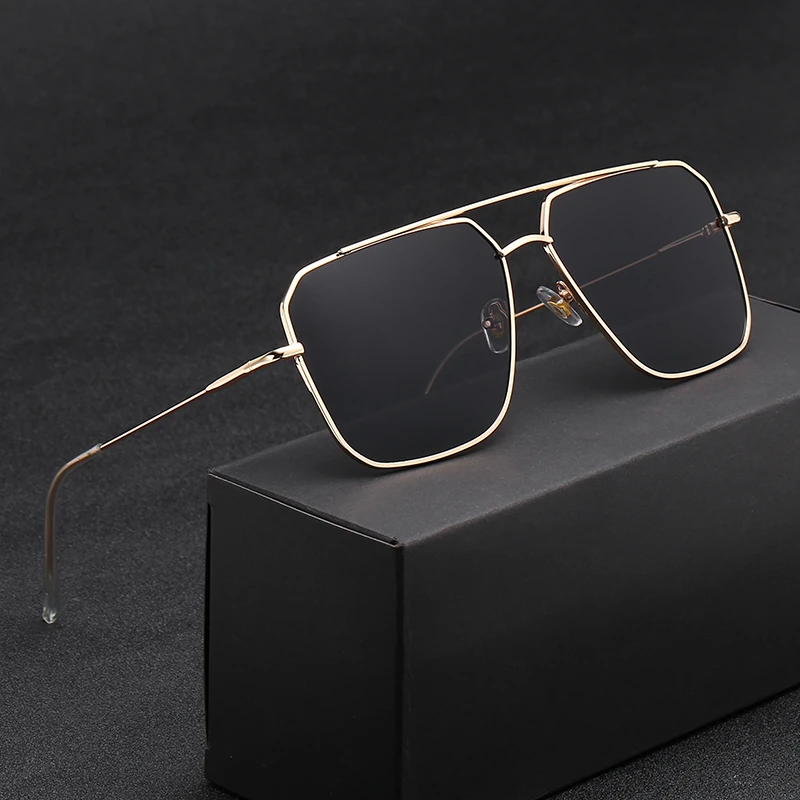 Vintage Oversized Sunglasses Men polygon Anti-Reflective Mirror Classic Square Metal Glasses Fashion New Women Sun Glasses Uv400