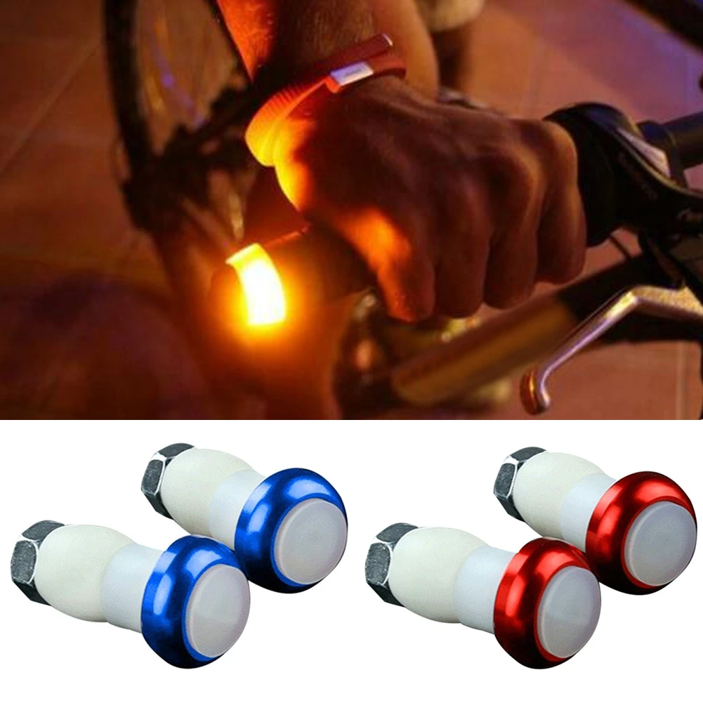 1 Pair Safety Cycling Bike Turn Signal Handle Bar End Plug LED Red Light Lamp Magnetic Handle Light  XR-Hot