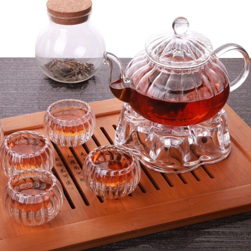 600ml Punpkin Pattern Heat-resistant Glass Teapot With Strainer Filter Teapot Can be Heated Water Tea Pot Drinkware