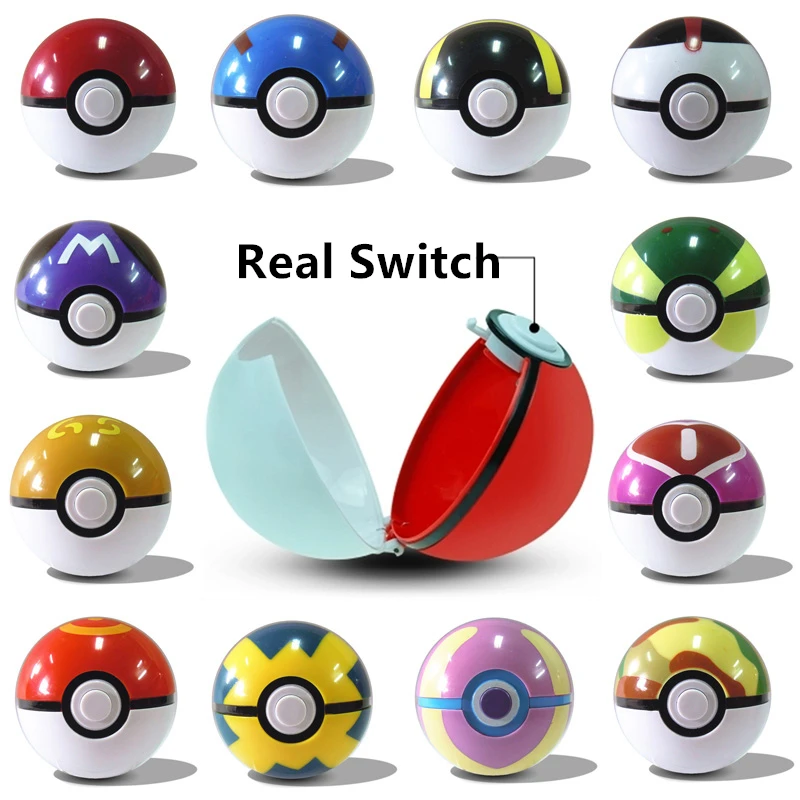 Original 21 Styles Pokemones Real Switch Pokeball Ball Figure Mini Figures Model Toy Brinquedos Collection Anime Kids Doll