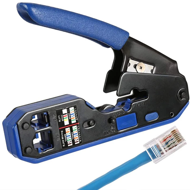 RJ45 Crimping Tool, Network Crimping Tool, Wire Stripper, Wire Stripper for Rj45 Cat6 Cat5E Cat5 Rj11 Rj12 Connector
