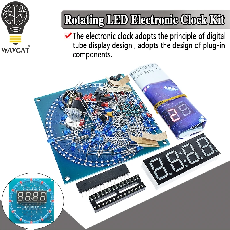 DS1302 Rotating LED Display Alarm Electronic Clock Module DIY KIT LED Temperature Display