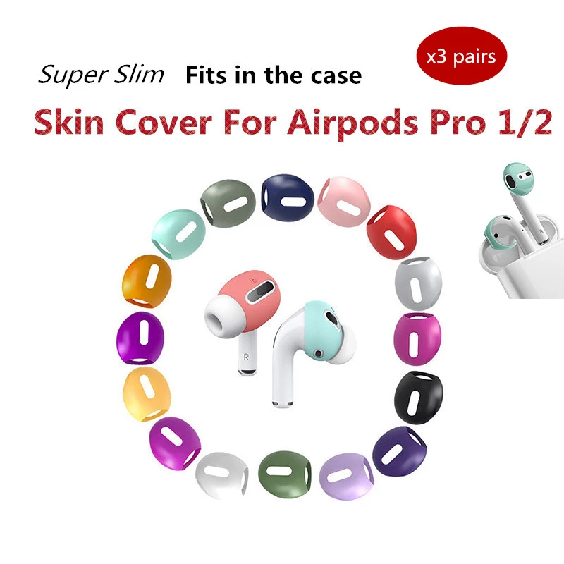 For Apple airpods Pro 1 2 earpads ear tips buds case silicone colorful skin protect cover pads for air pods earphone accessories