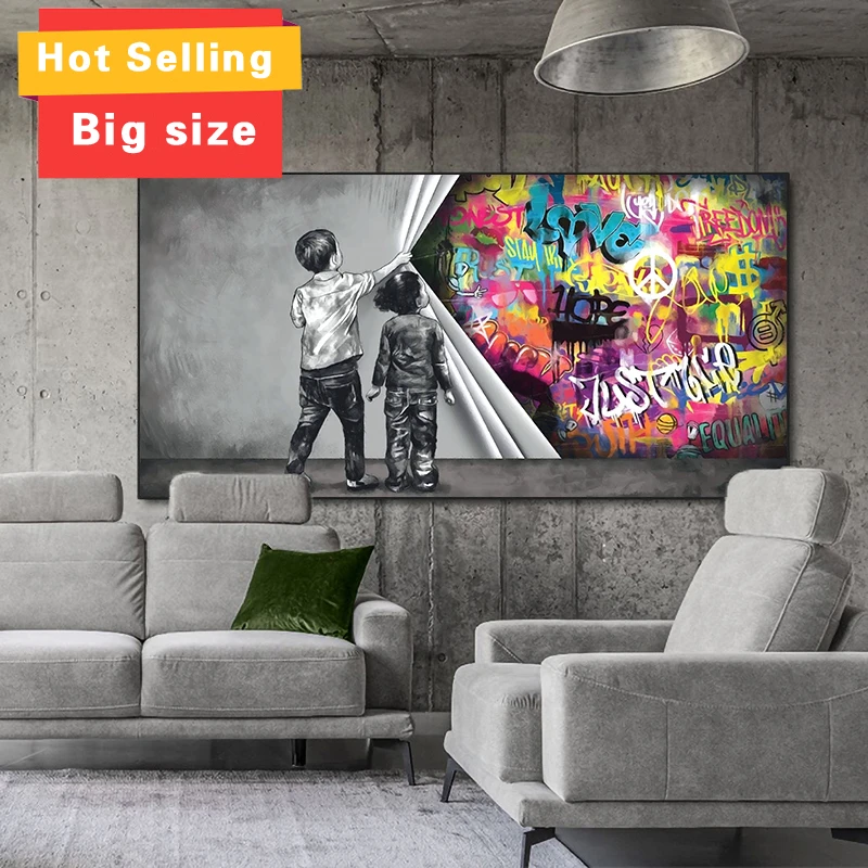 Child Graffiti Abstract Fist Mobile Shackle Wall Art Picture Canvas Decorative Painting Poster Home Decor Picture On The Wall