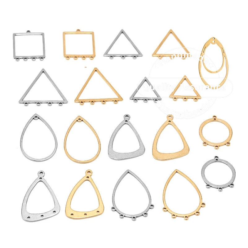 10PCS Stainless Steel Gold Earring Findings Teardrop Link Connectors DIY Dangle Ear Wire Components