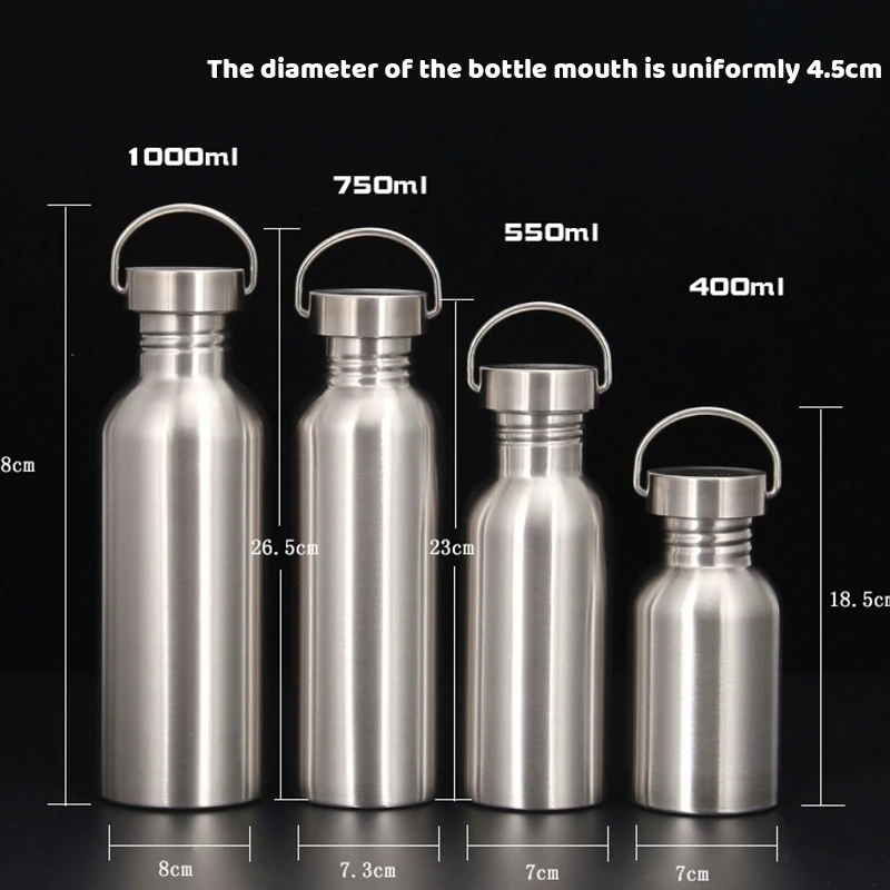 304 Stainless Steel Water Bottle Sport For Water Travel Portable Cycling Cup Outdoor Steel Drinking Bottles Drinkware 1000ML