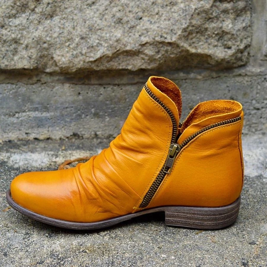 2021 New Fashion Ankle Boots Women Autumn Winter Zipper Style Short Boots Vintage Punk Boots Shoes Ladies Flat Boots Woman