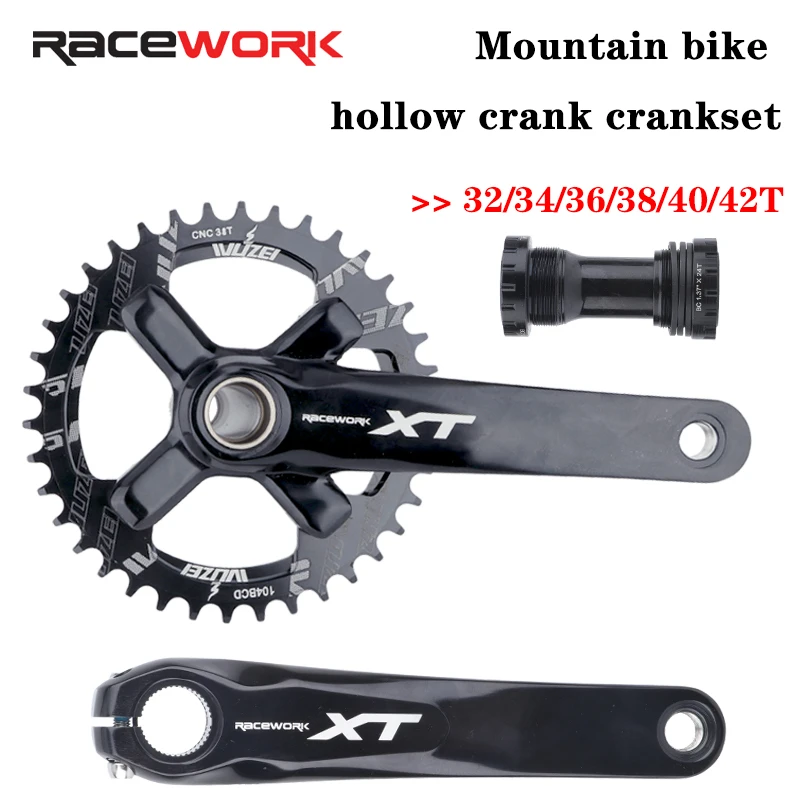 RACEWORK XT Bicycle Crankset Mtb Cranks cranckset Chainring Bike Connecting Rods Hollow Integrated fire Crank arms for bike