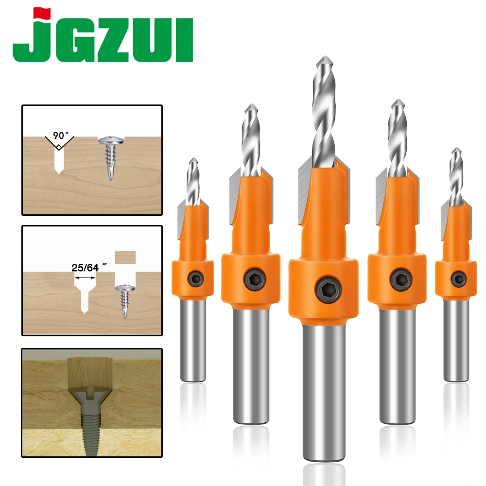 8mm Shank HSS Woodworking Countersink Router Bit Screw Extractor Remon Demolition for Wood Milling Cutter
