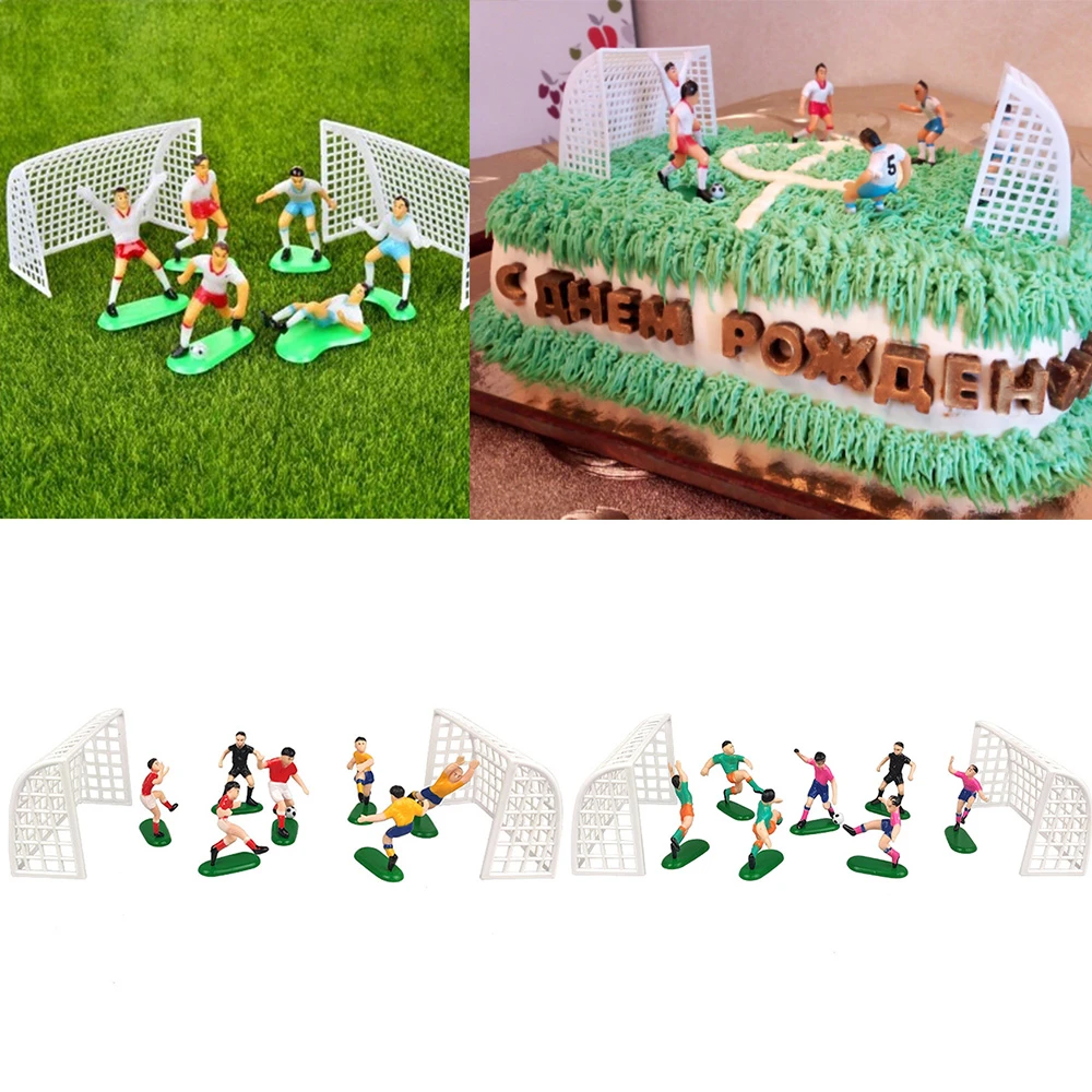 8Pcs/Set Soccer Football Cake Topper Kids Cupcake Topper Decor  Model Happy Birthday Party Supplies Children Party Decoration